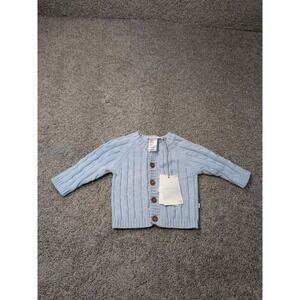 Elegant Baby Light Blue Cable Knit Cotton Cardigan Sweater 6M 90912 New